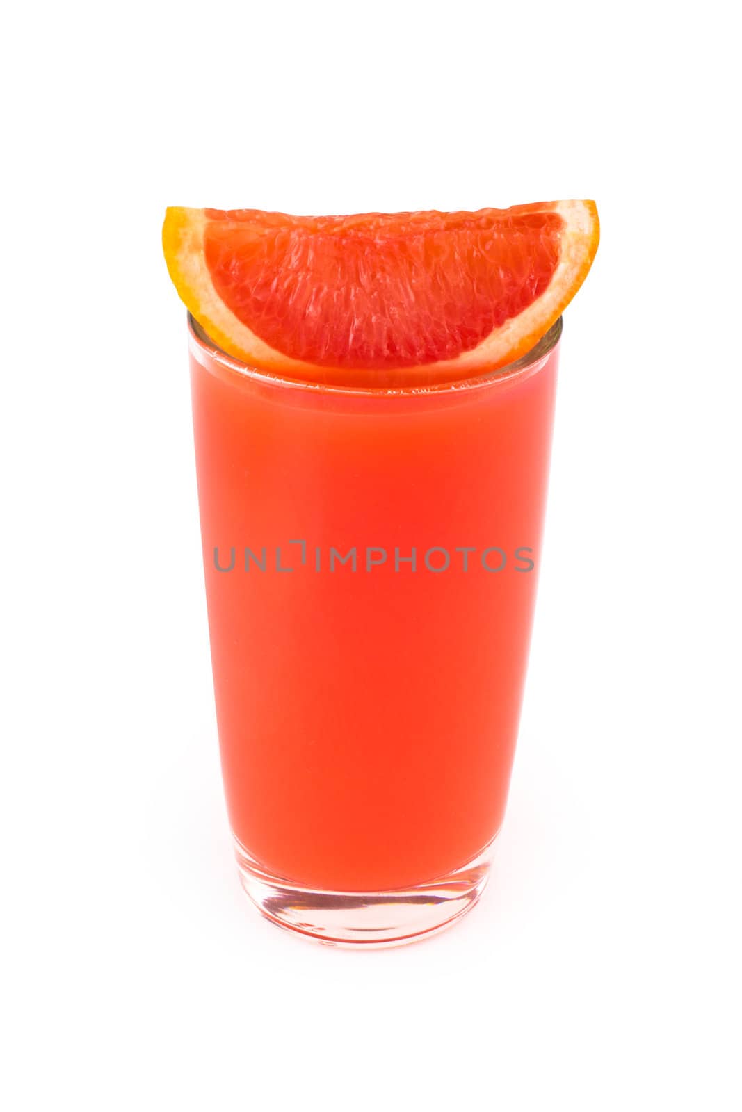 Grapefruit juice glass. Isolated on white background