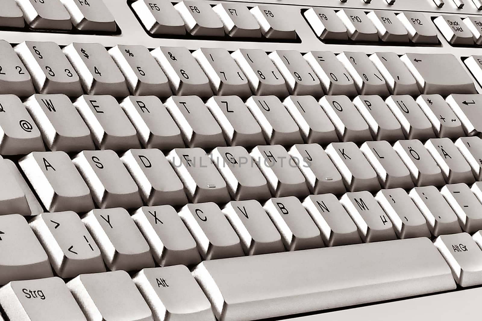 Keyboard of a notebook computer. White and black.