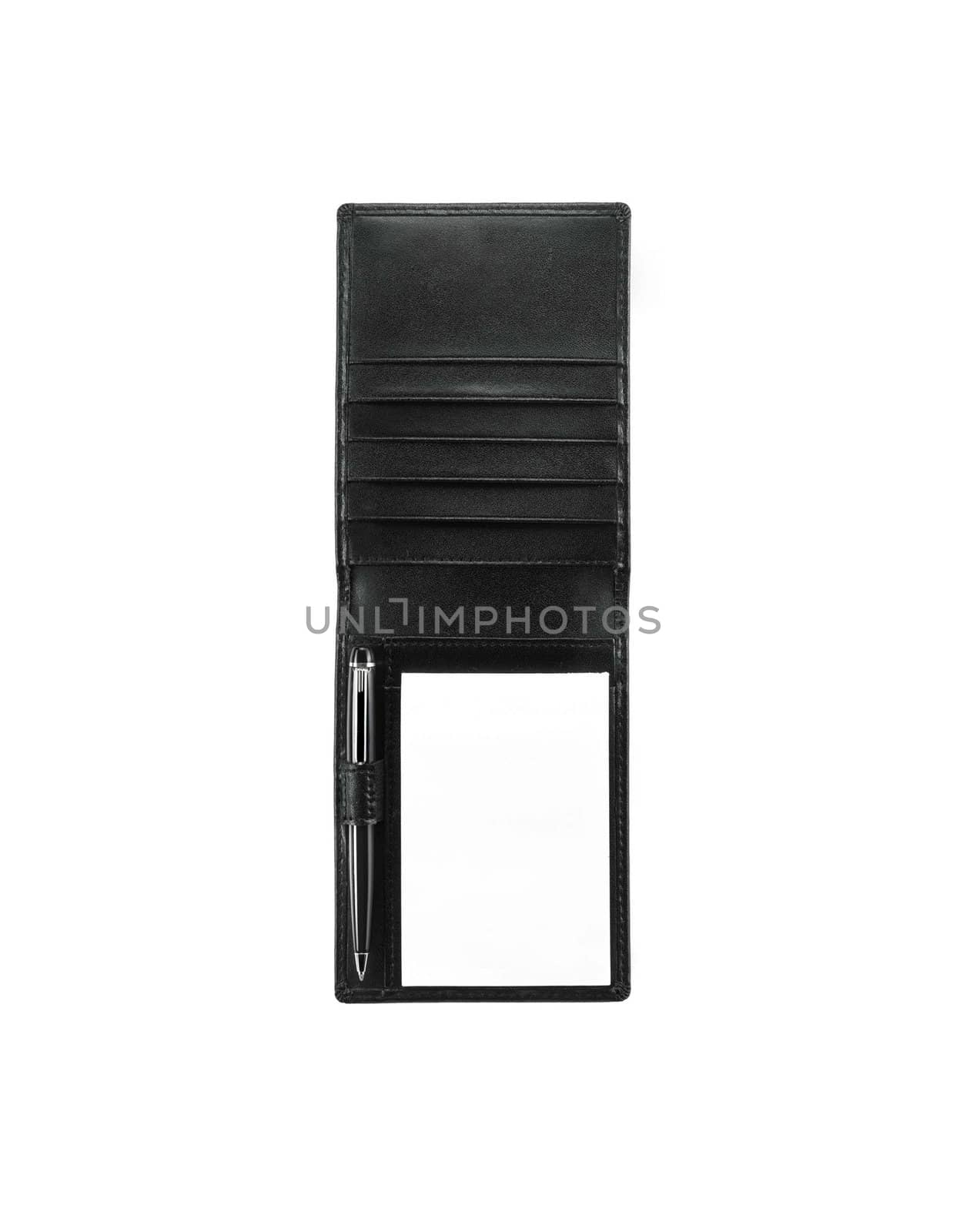 Black moleskine isolated over white.