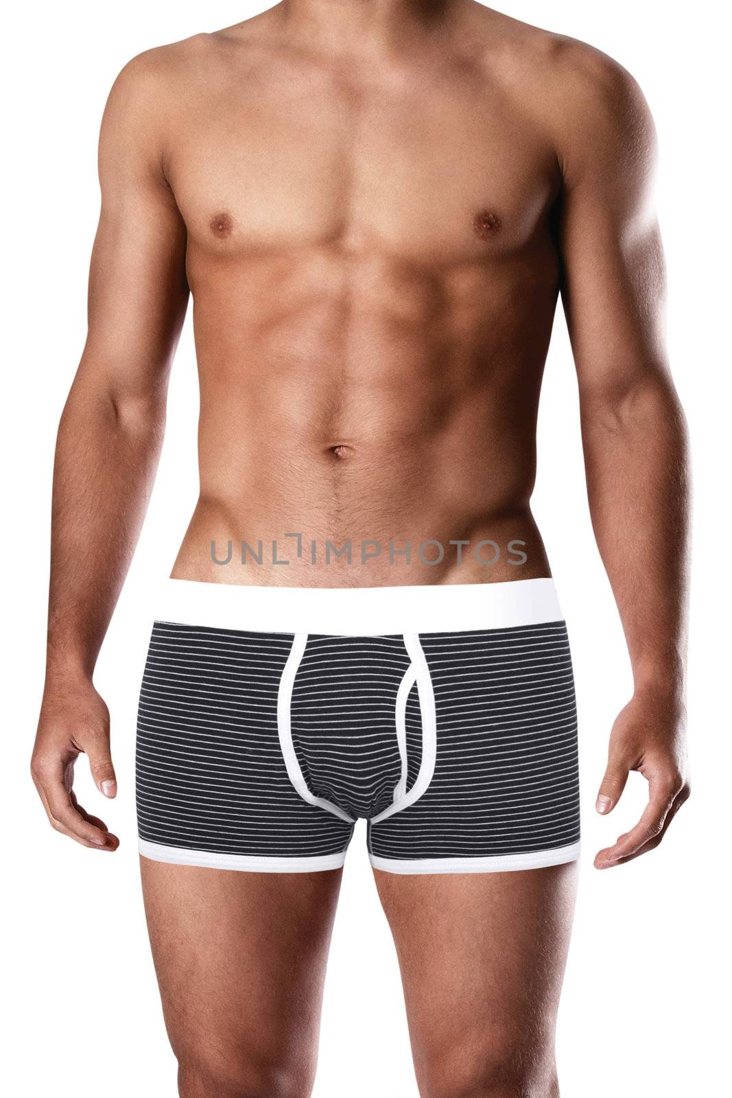 Male sexy underwear model in black underpants