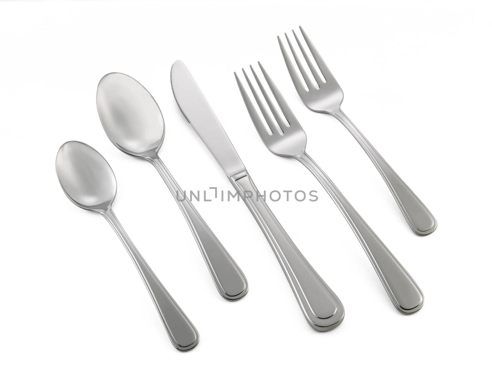 Fork spoon and knife isolated on white background
