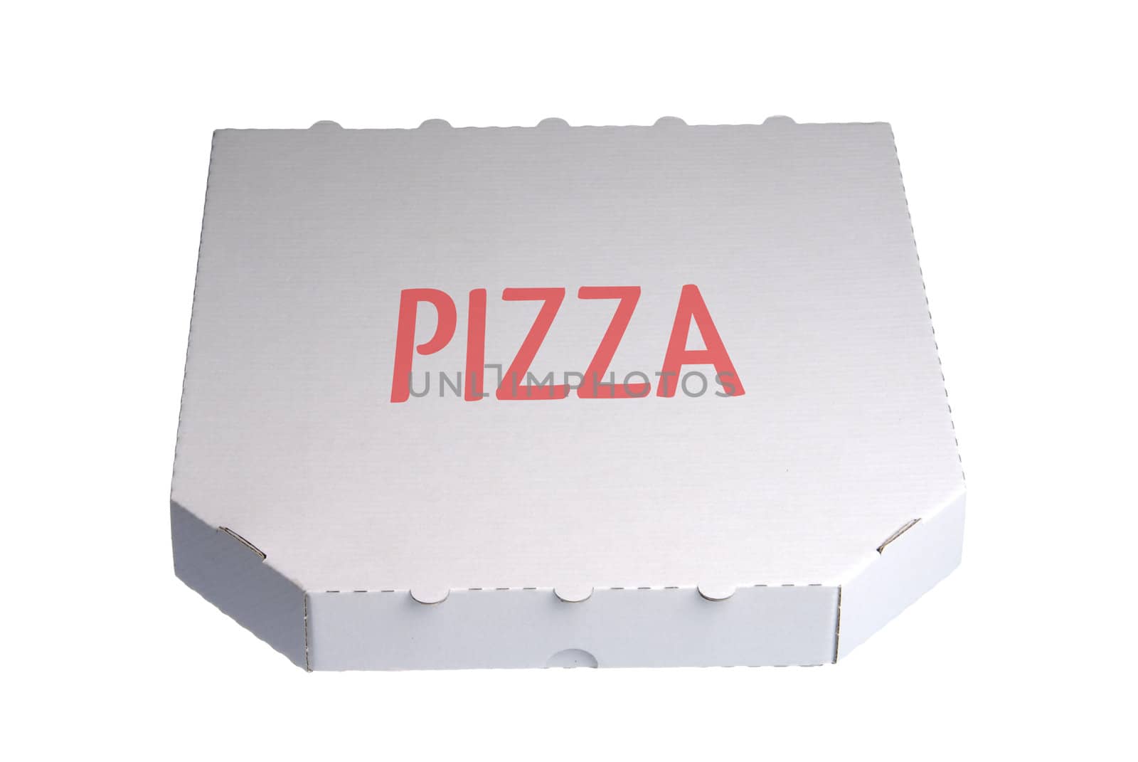 White pizza delivery box isolated against white background