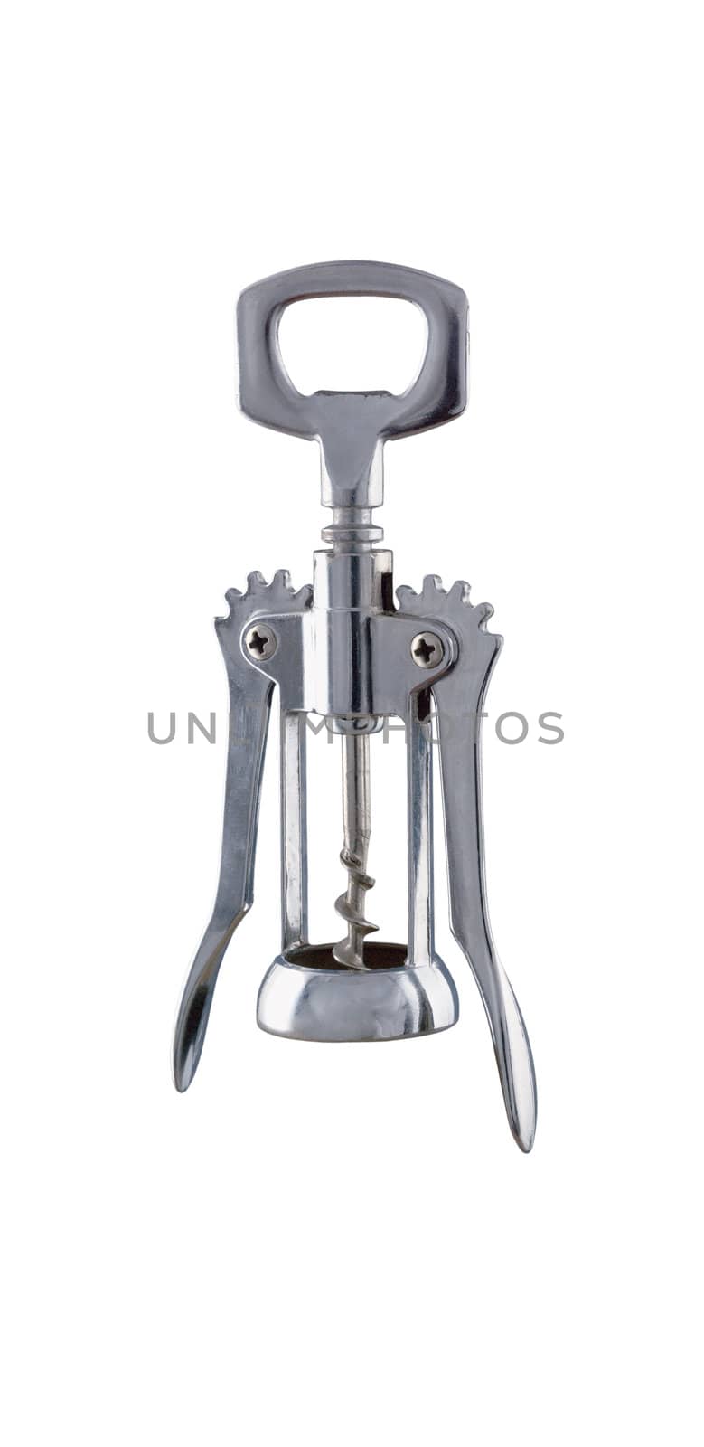 Cork screw on white background
