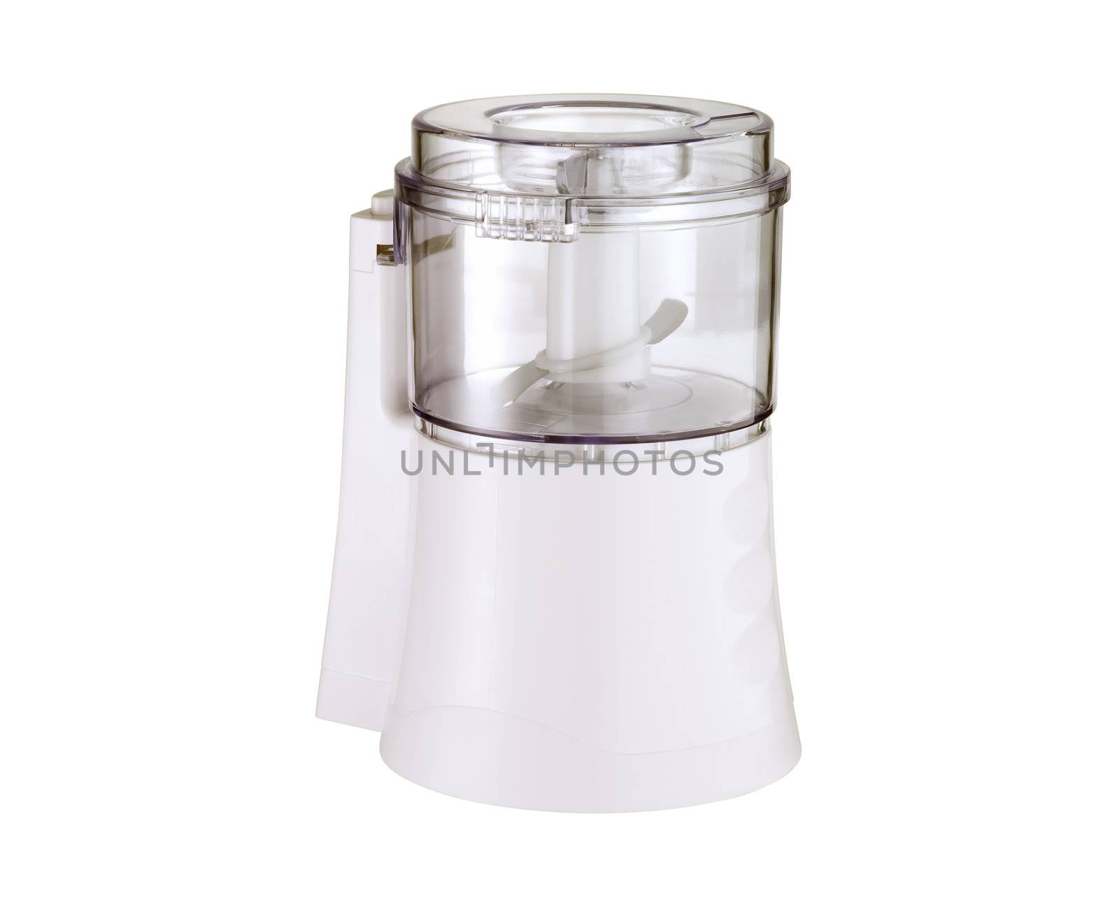Empty electric blender on white background