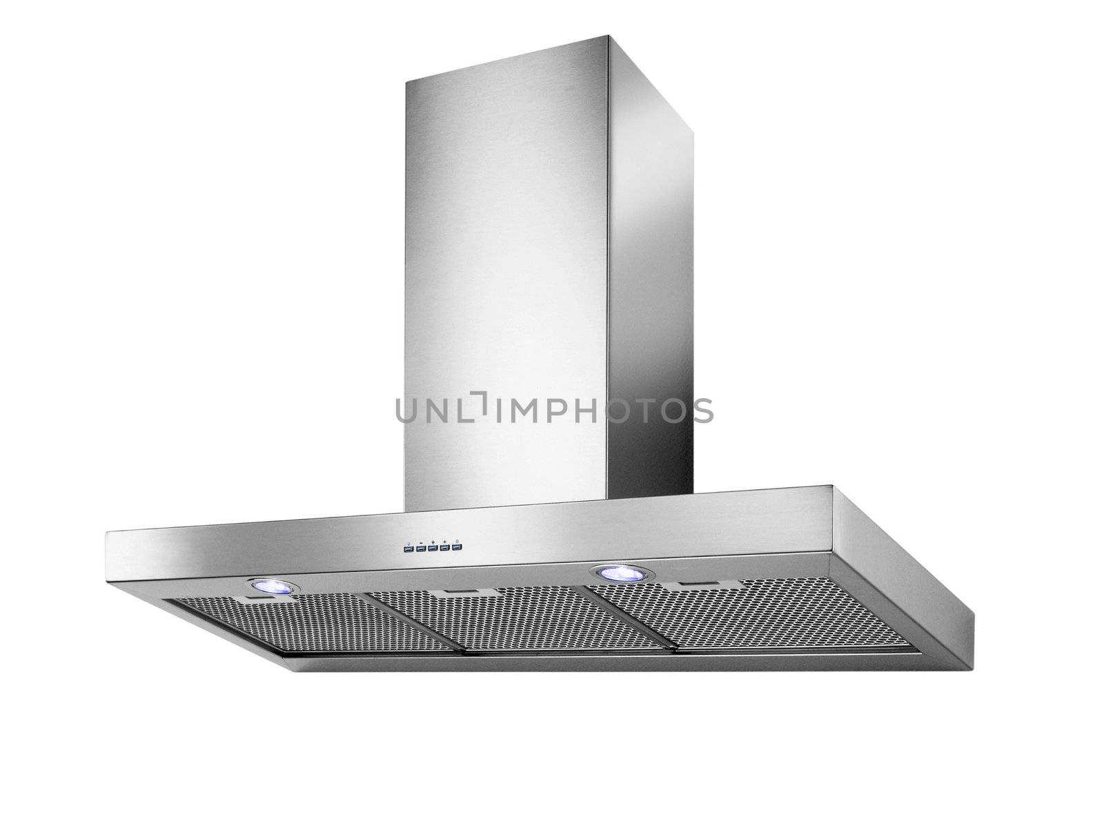 Modern INOX cooker hood isolated on white