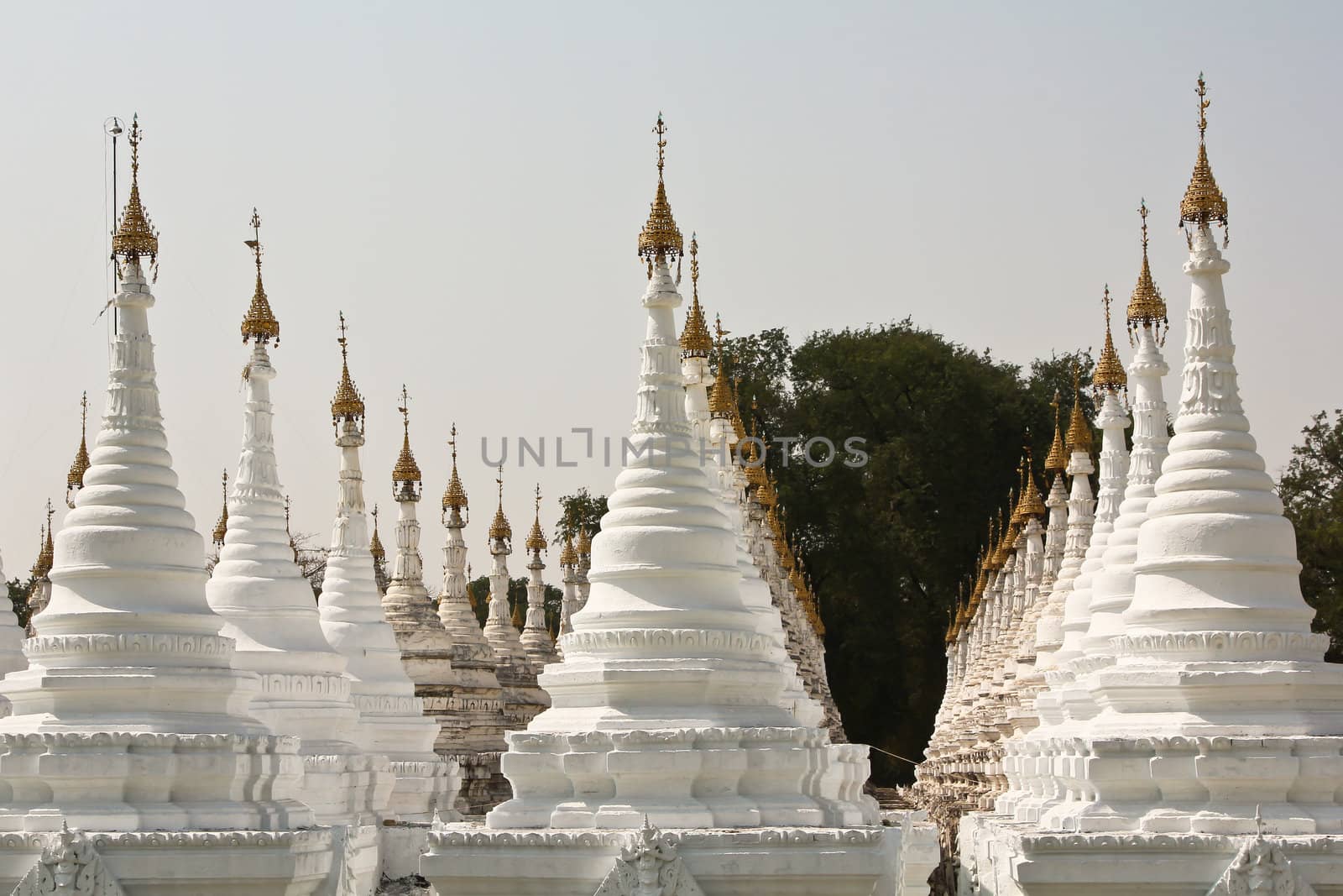 White Pagoda in a temple in Mandalay,Burma