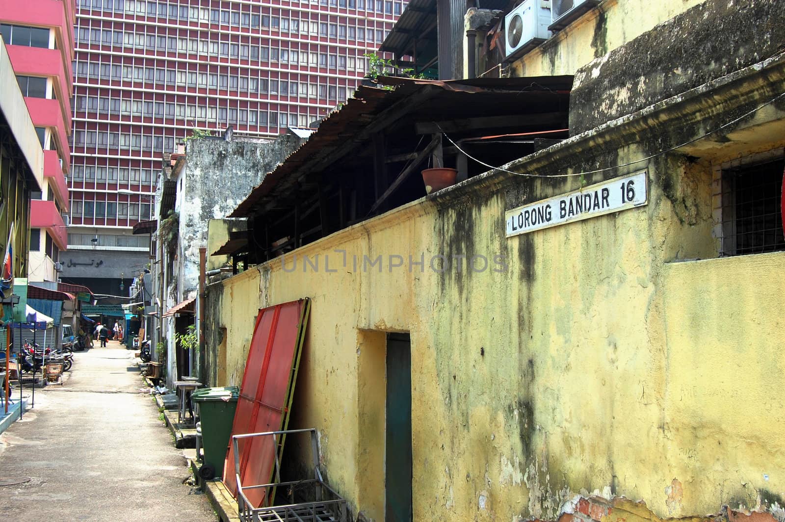 Side street in Kuala Lumpur city center near Chinatown, Malaysia