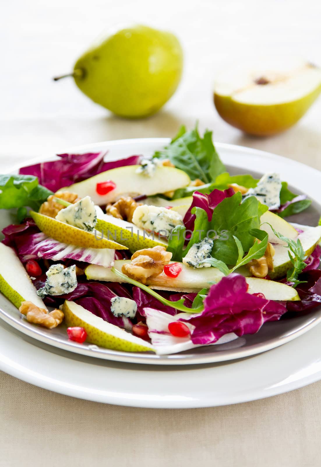 Pear with Blue cheese,walnut and Radicchio salad by vanillaechoes