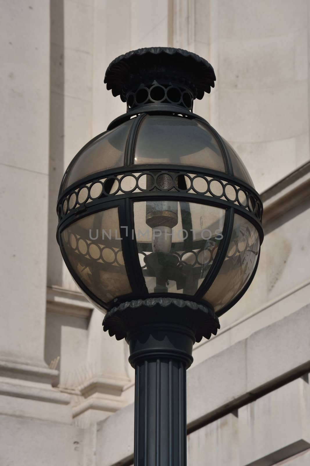 street light with stone background