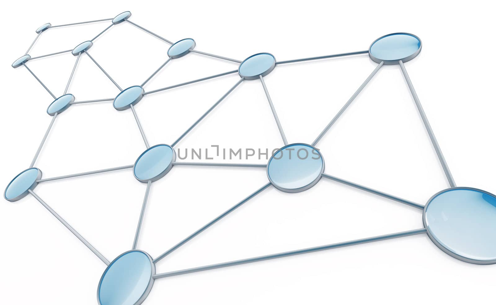 Abstract bases connected together on a white background