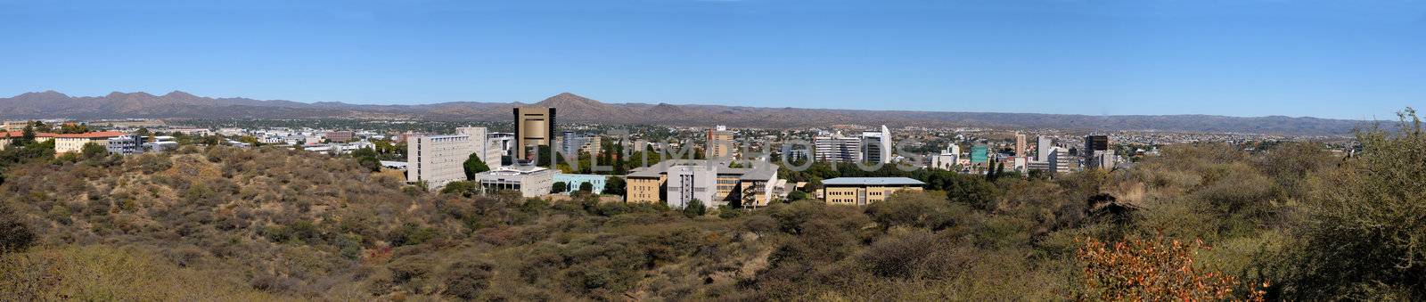 Panorama of Windhoek in Namibia made from four photos