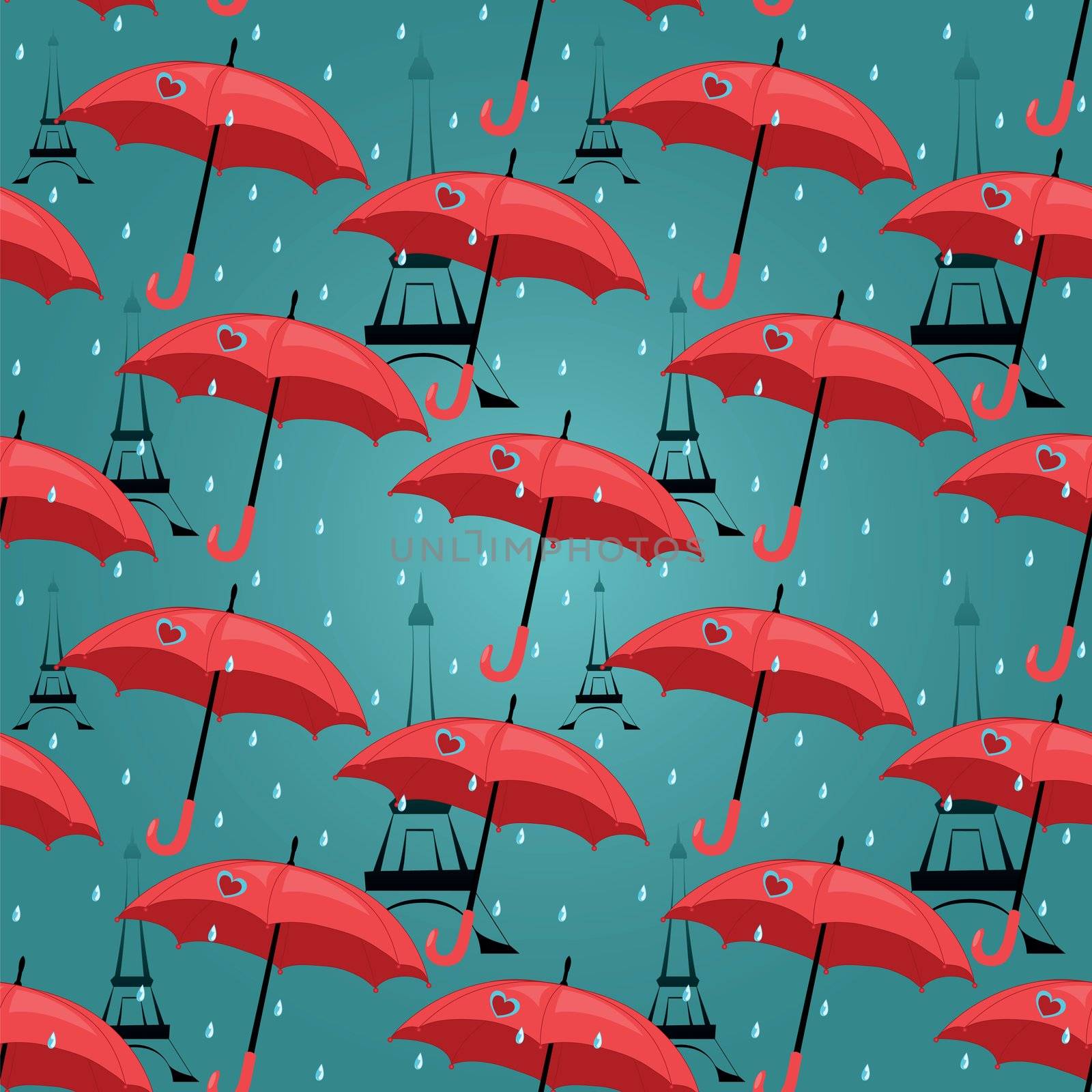 vector seamless pattern with red umbrellas