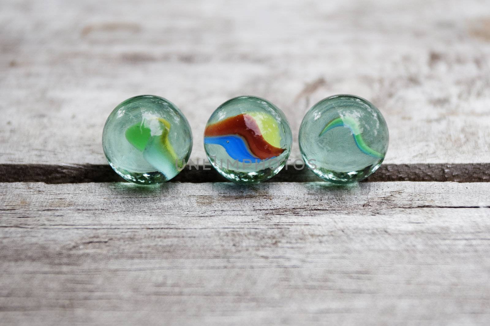 Crystal Spheres on Wood