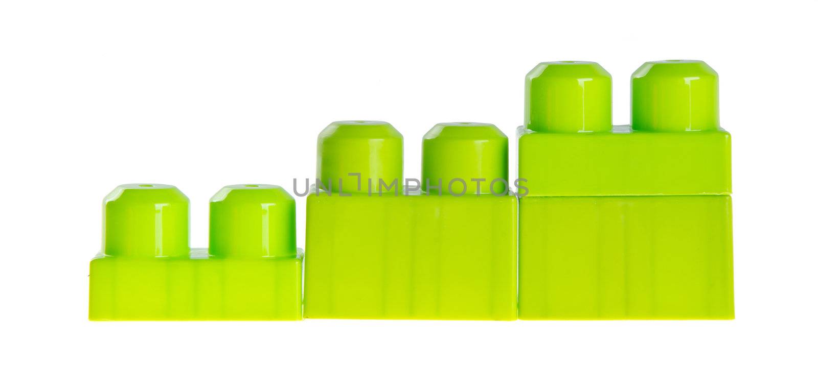 Plastic building blocks on a background