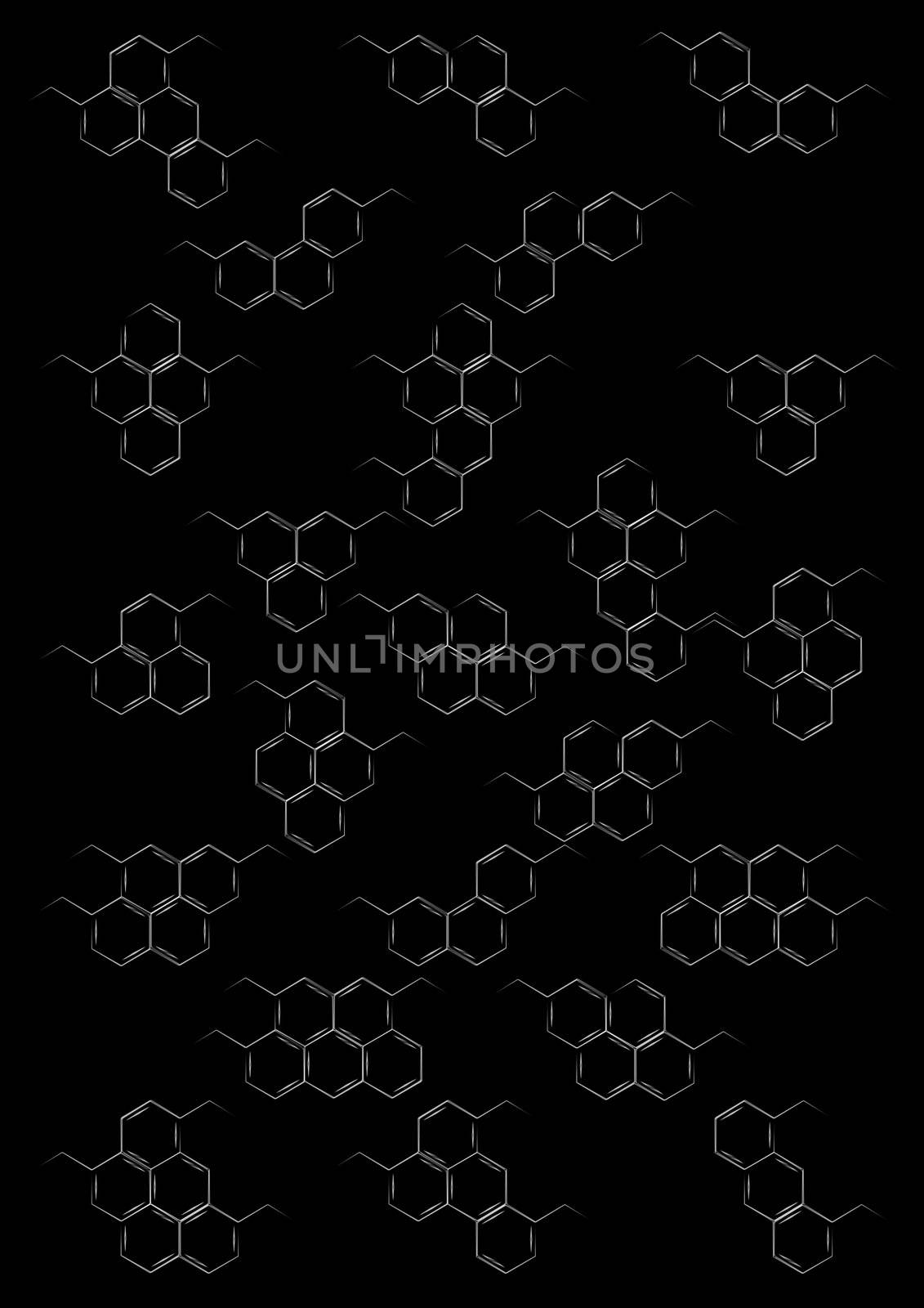 Blackboard with structural chemical formulas of benzene rings