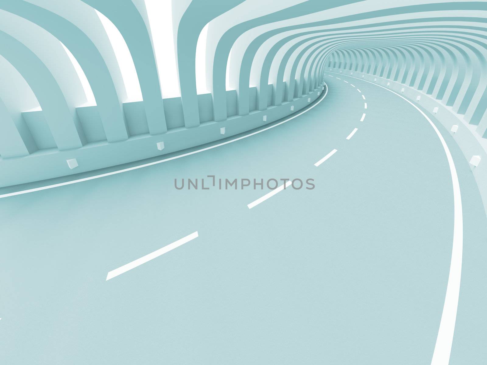3d Illustration of Blue Abstract Road Construction