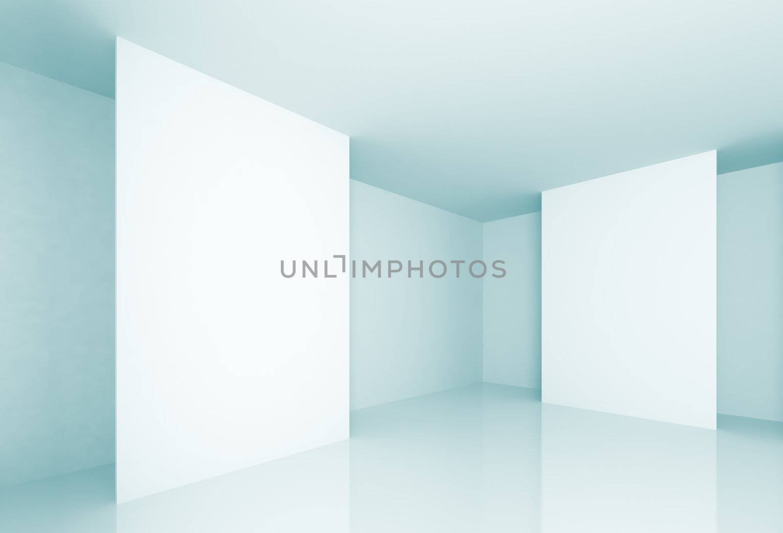 3d Illustration of Blue Abstract Gallery Background