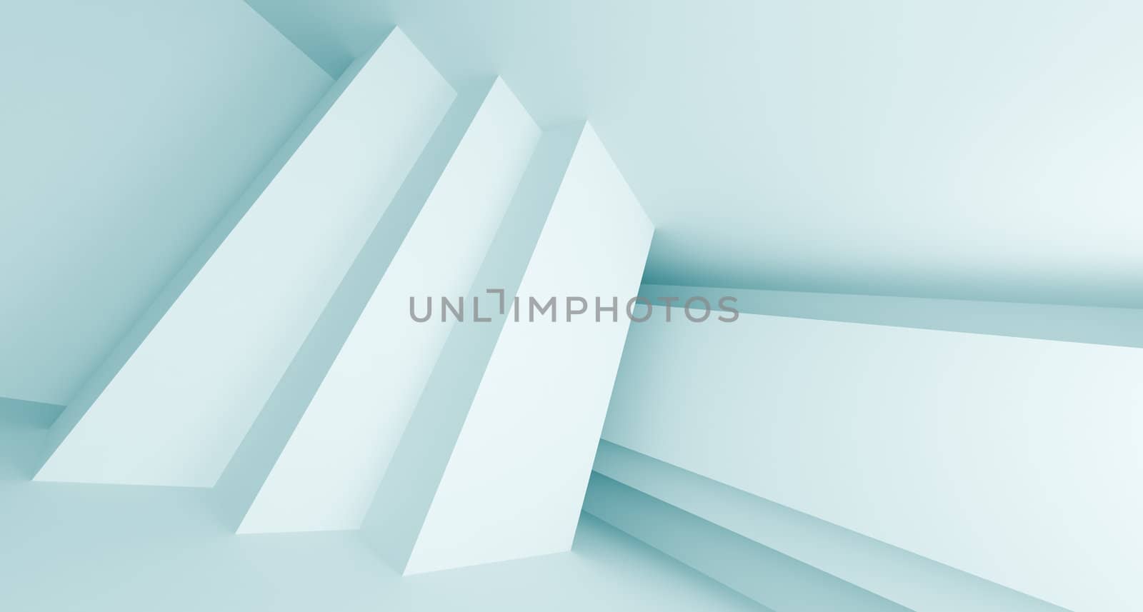 3d Illustration of Blue Abstract Architecture Background