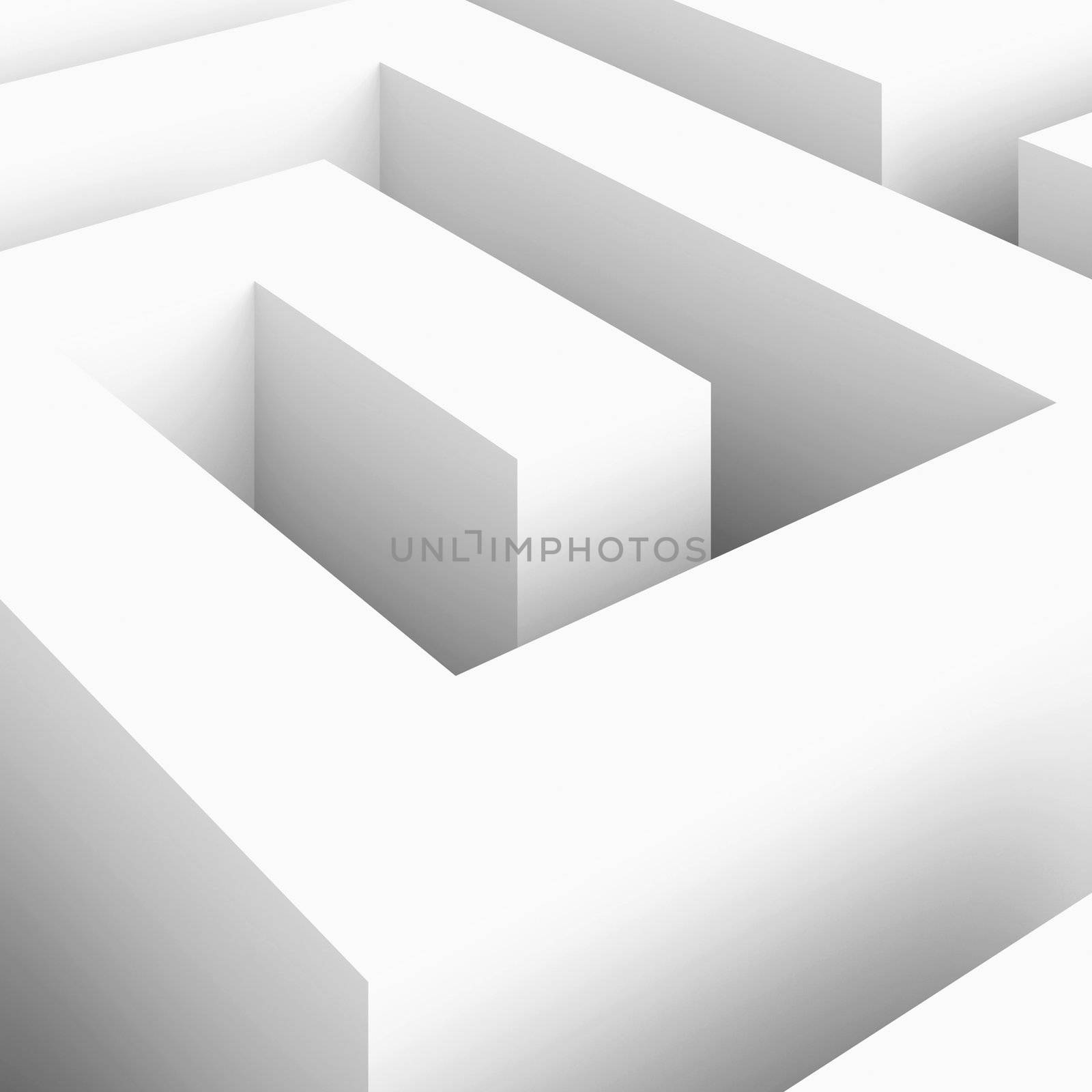 3d Illustration of White Abstract Maze Background