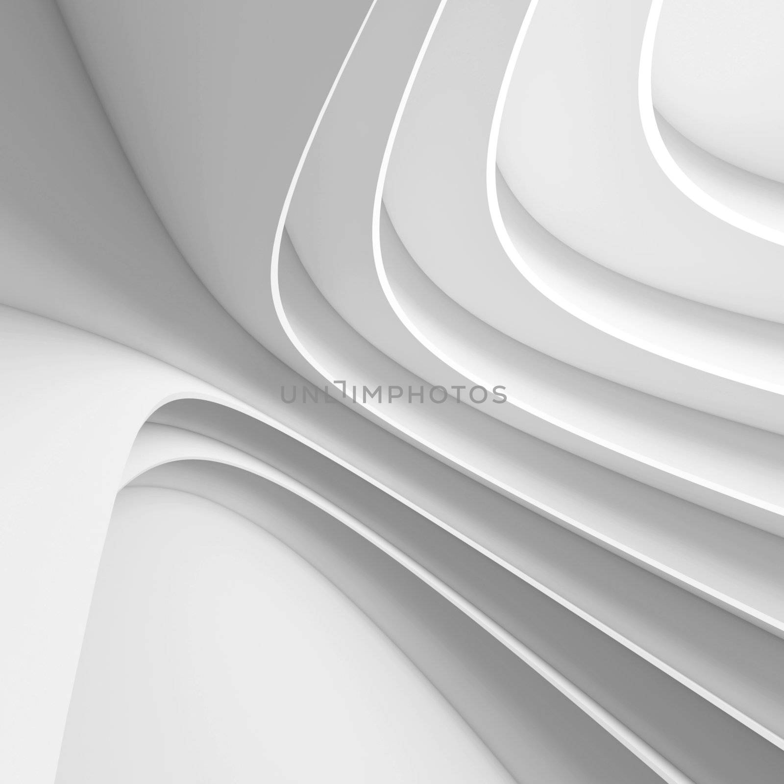 3d Illustration of White Futuristic Architecture Design