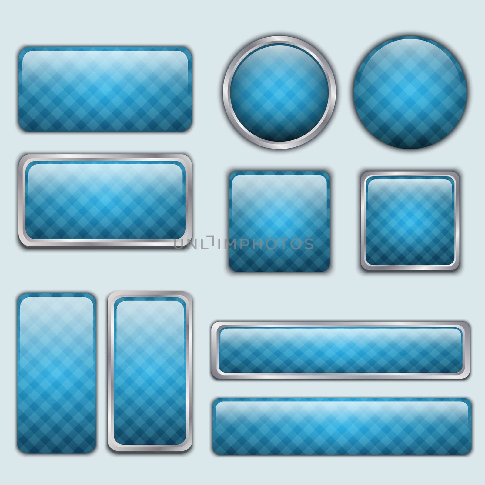 Glossy Blue checkered web buttons