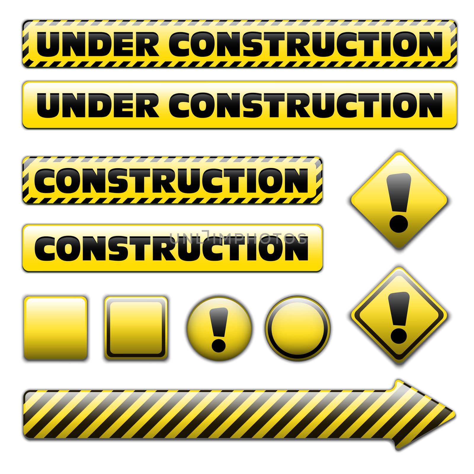 Set of striped under constuction signs