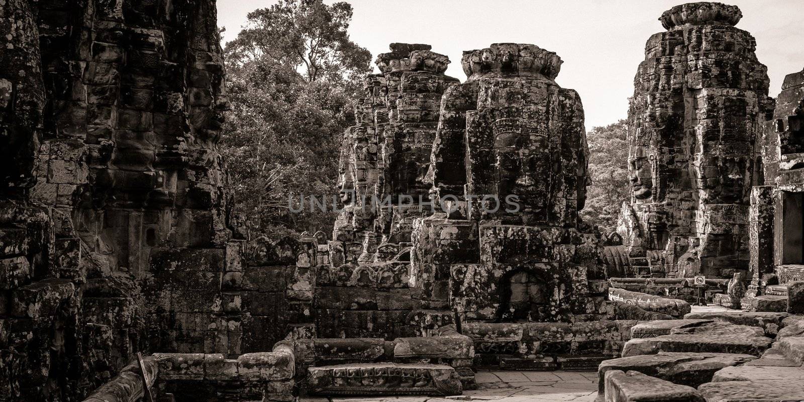 Carving in Bayon Temple at Angkor Thom/Angkor Wat, Cambodia.