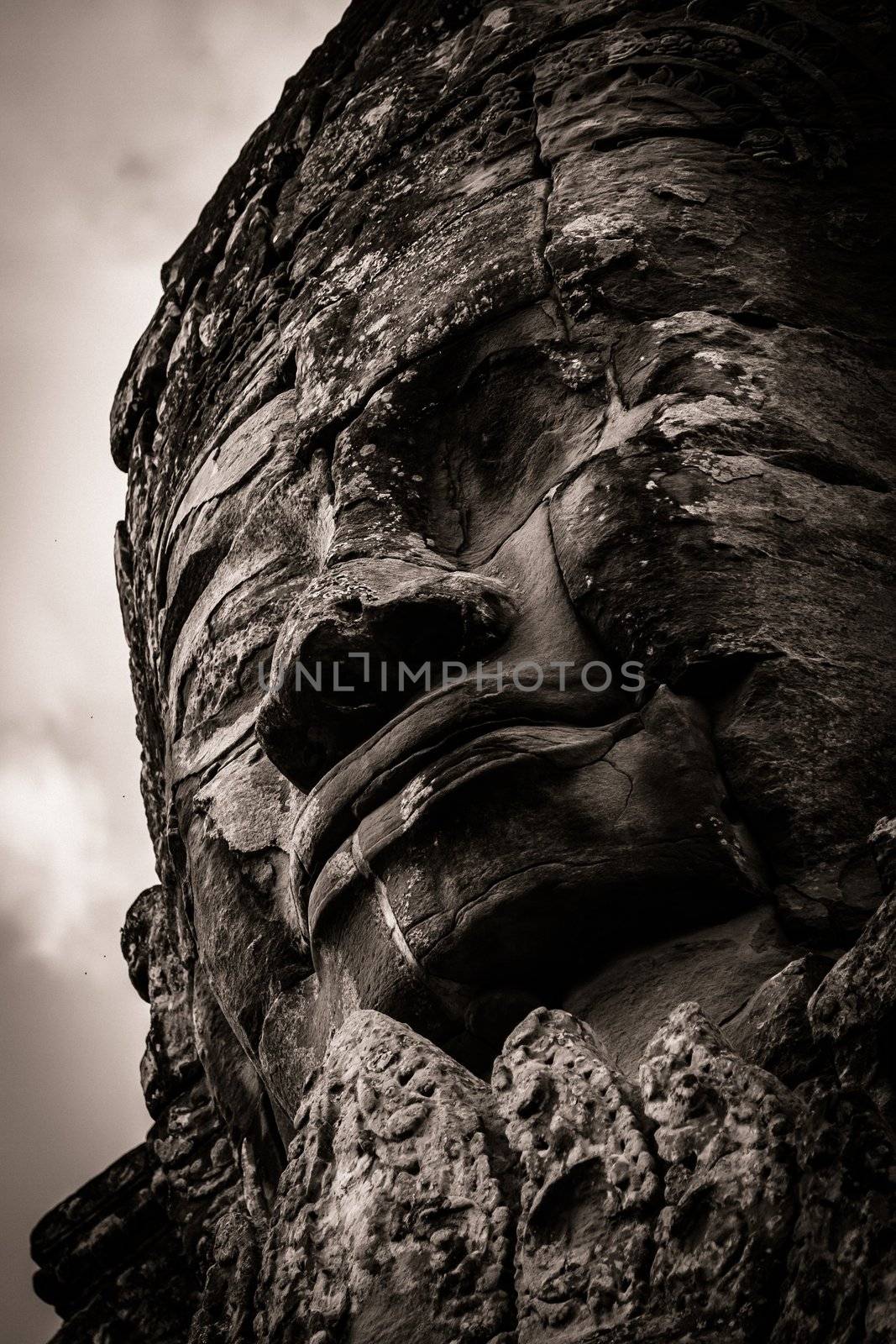 Carving in Bayon Temple at Angkor Thom/Angkor Wat, Cambodia.