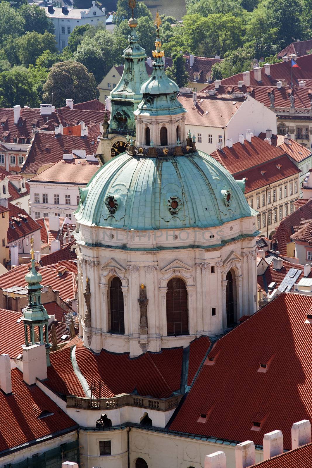 St Nikolas church, one of the most important buildings of baroque Prague, with a dominant dome and belfry. 
Architects - K. Dientzenhofer, K.I. Dientzenhofer, A. Lugaro.
Prague, Lesser Town, Czech republic, Europe.