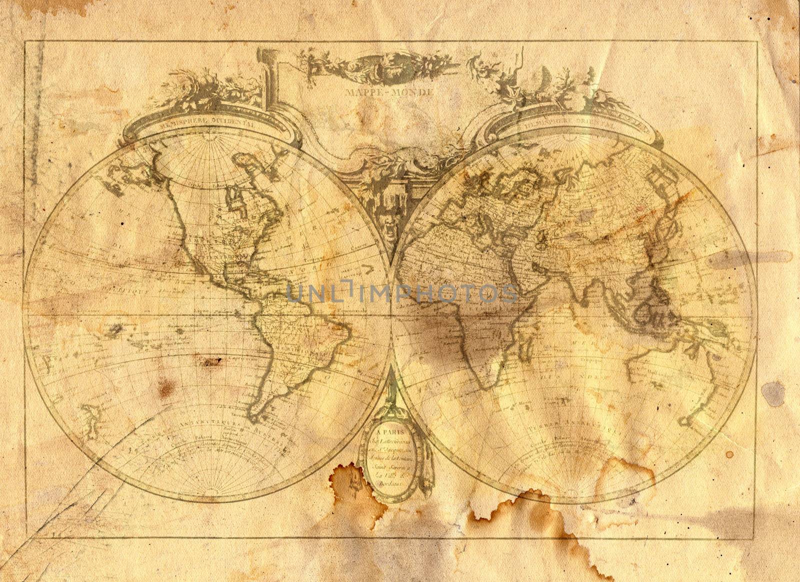 Vintage map of the world in grunge style