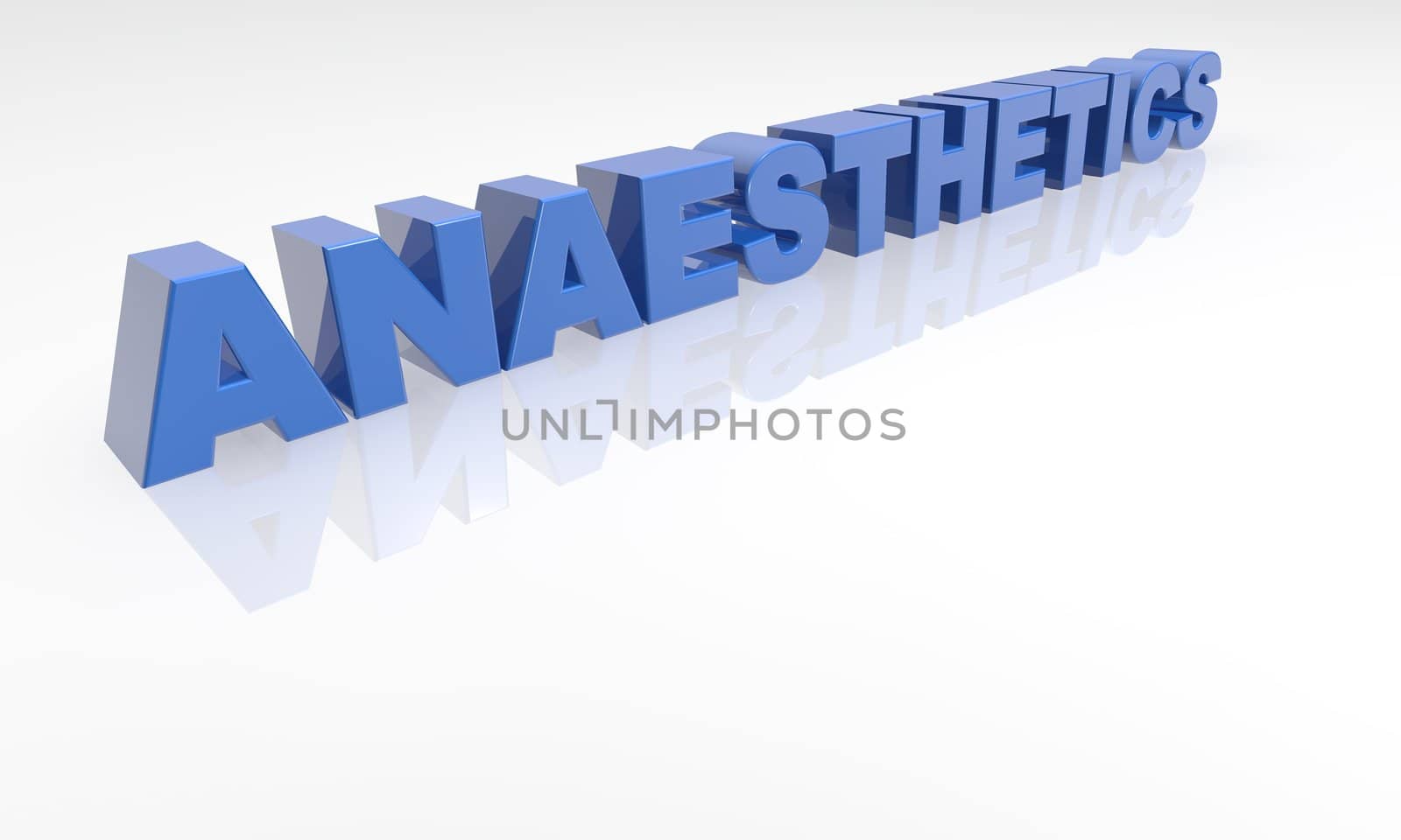 isolate on white anaesthetics 3d blue font isolated on white