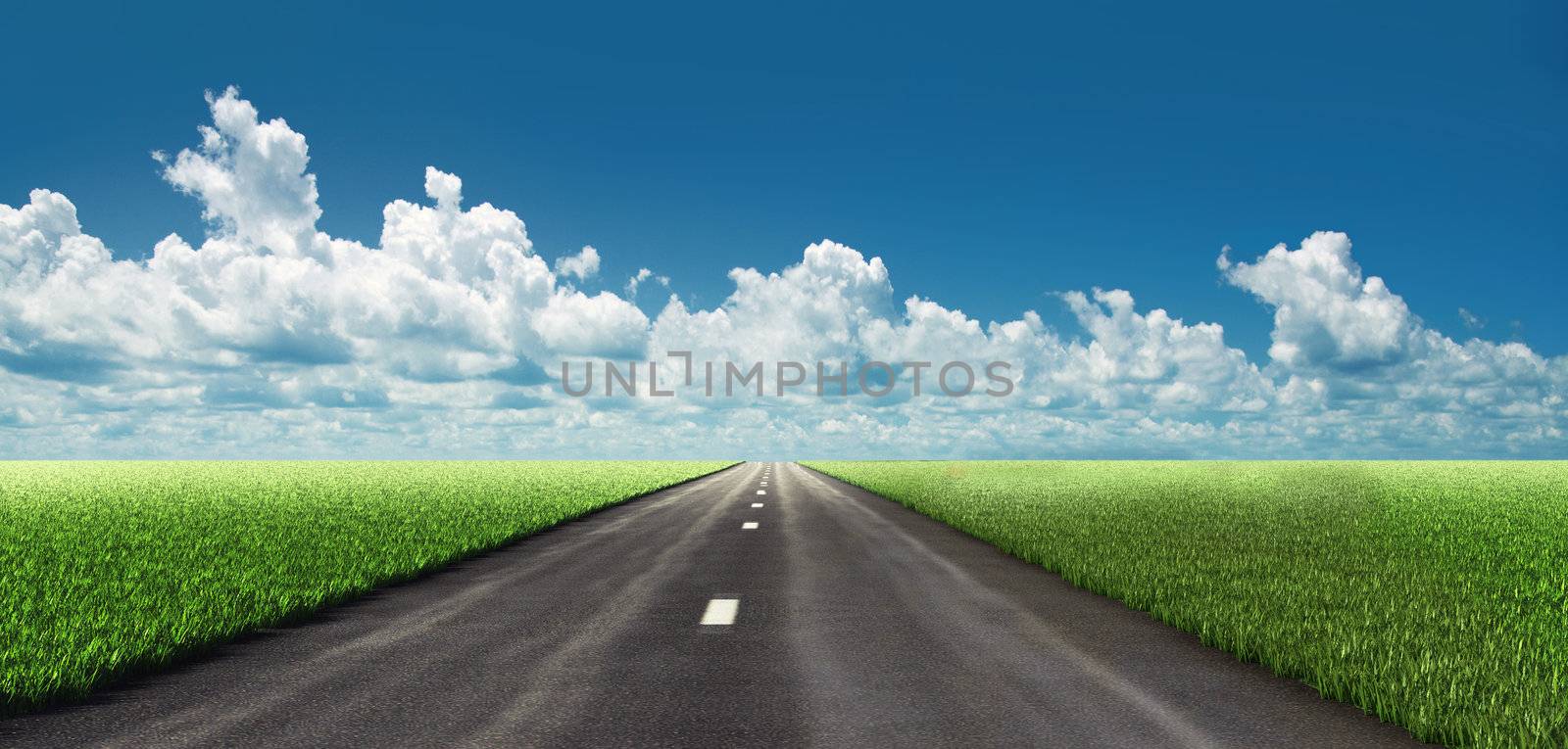road in fields. illustrated concept