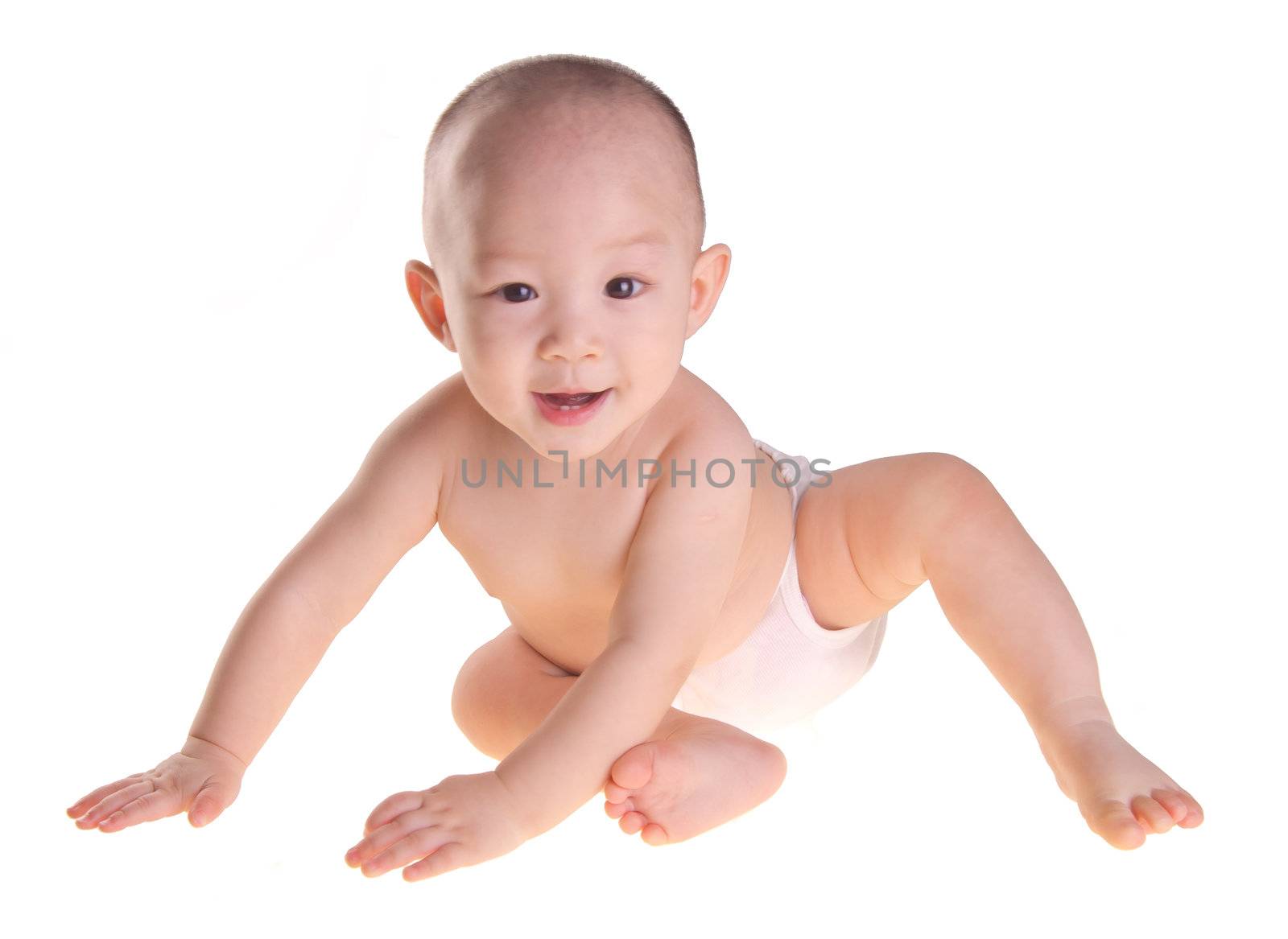 baby boy, bright picture of crawling baby boy by heinteh