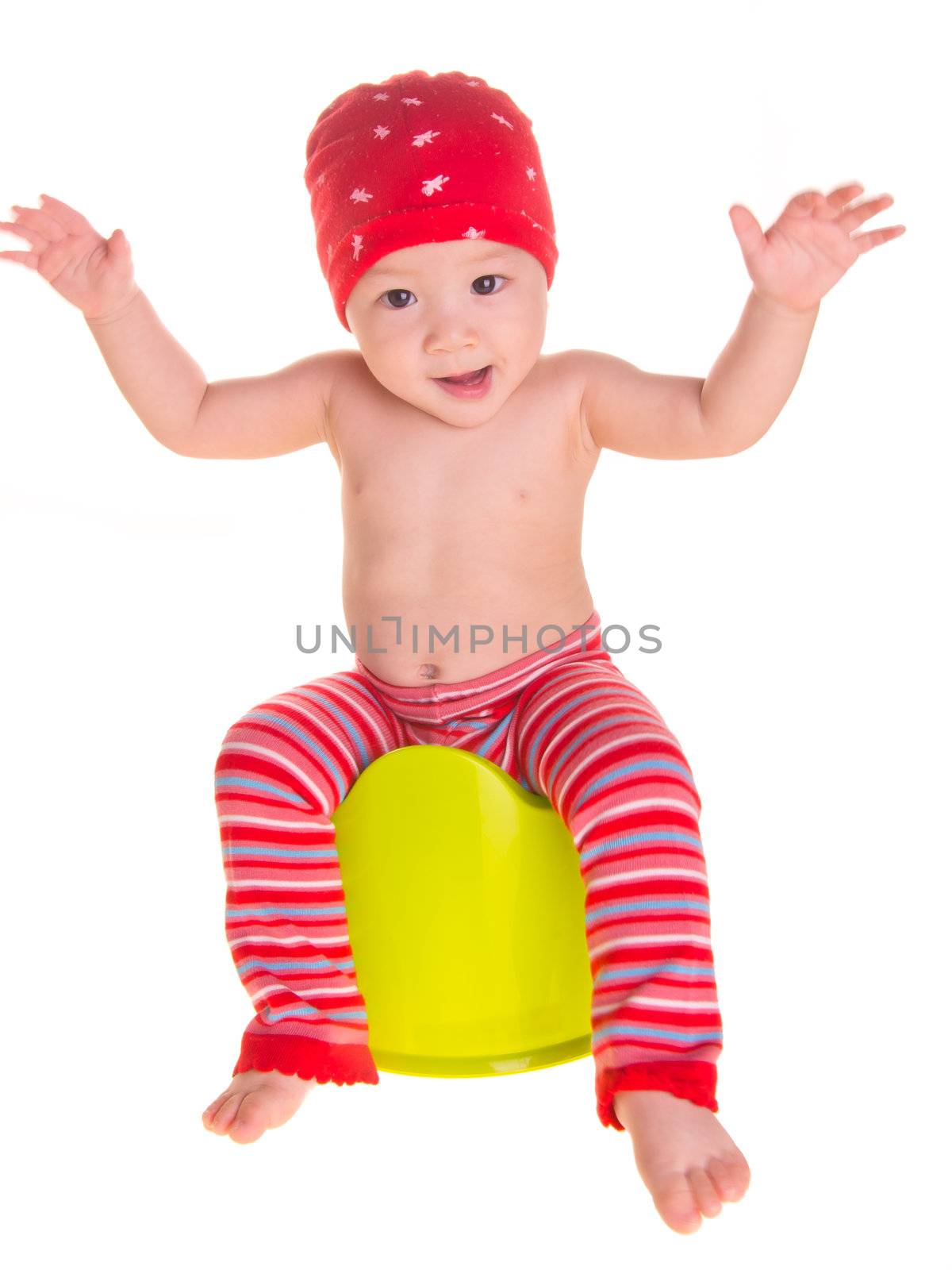 baby, asian baby on chamber-pot