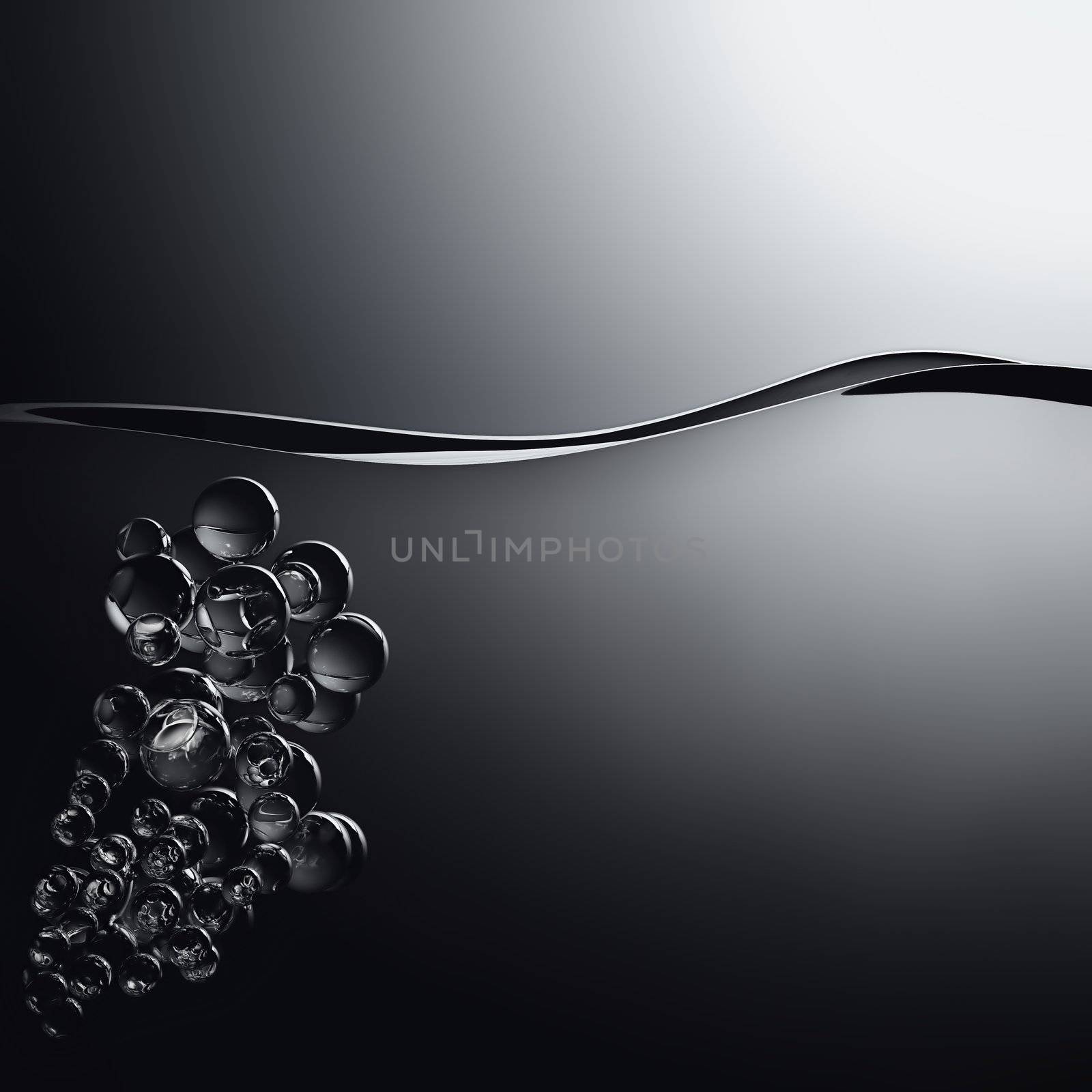 black water waves and transparent air bubbles