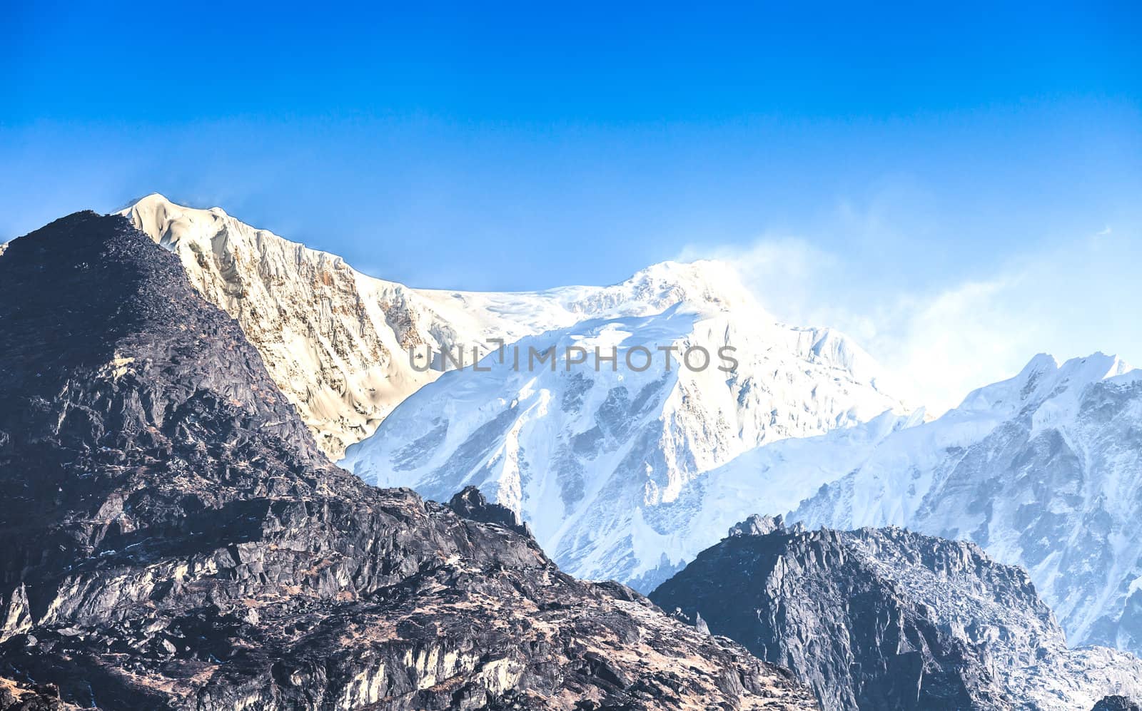 Kangchenjunga is the third highest mountain in the world. It rises with an elevation of 8,586 m : From Dzongri View Point