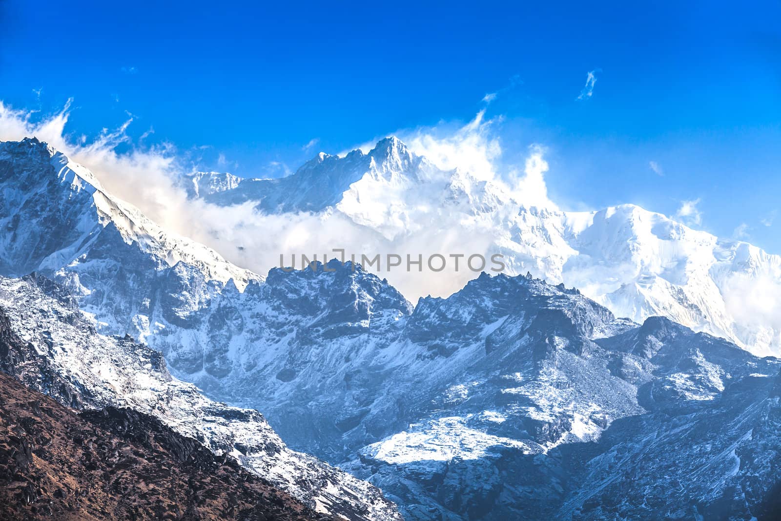 Kangchenjunga is the third highest mountain in the world. It rises with an elevation of 8,586 m : From Dzongri View Point