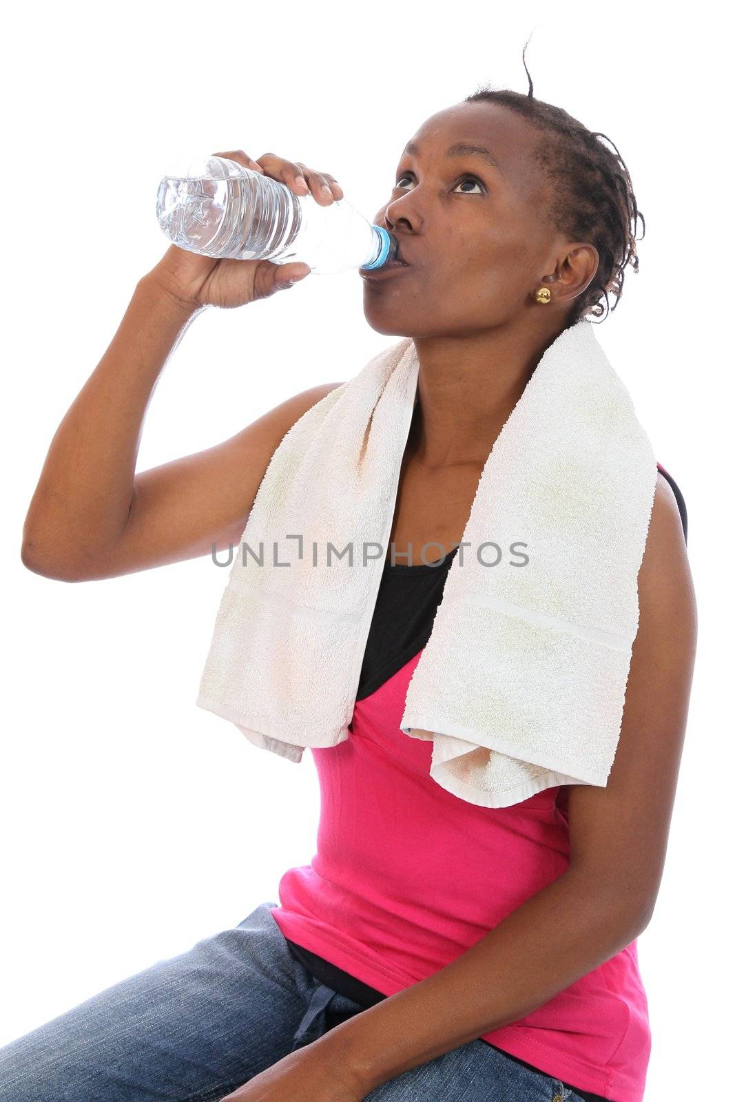 African Exercise Girl Drinking Water by fouroaks