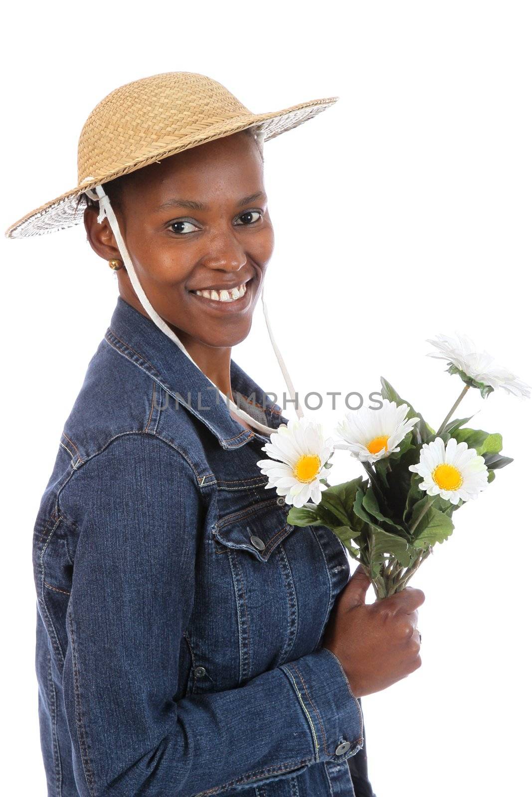 Beautiful African Lady with Flowers by fouroaks