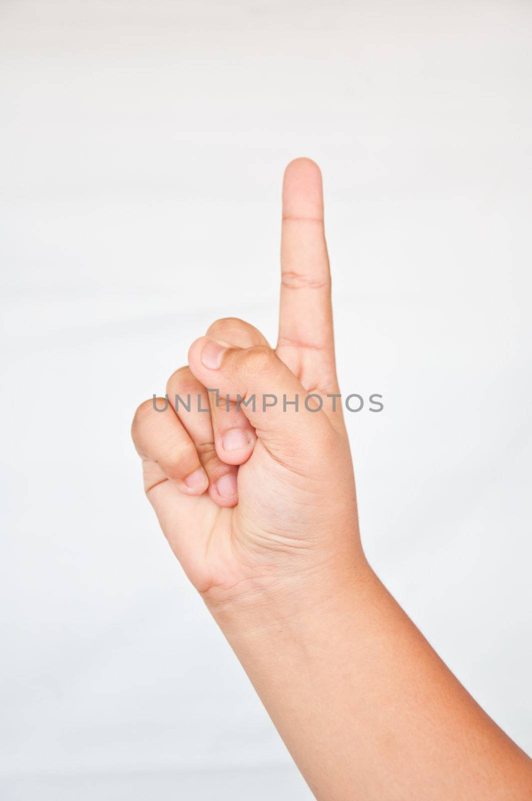 point finger from children hand