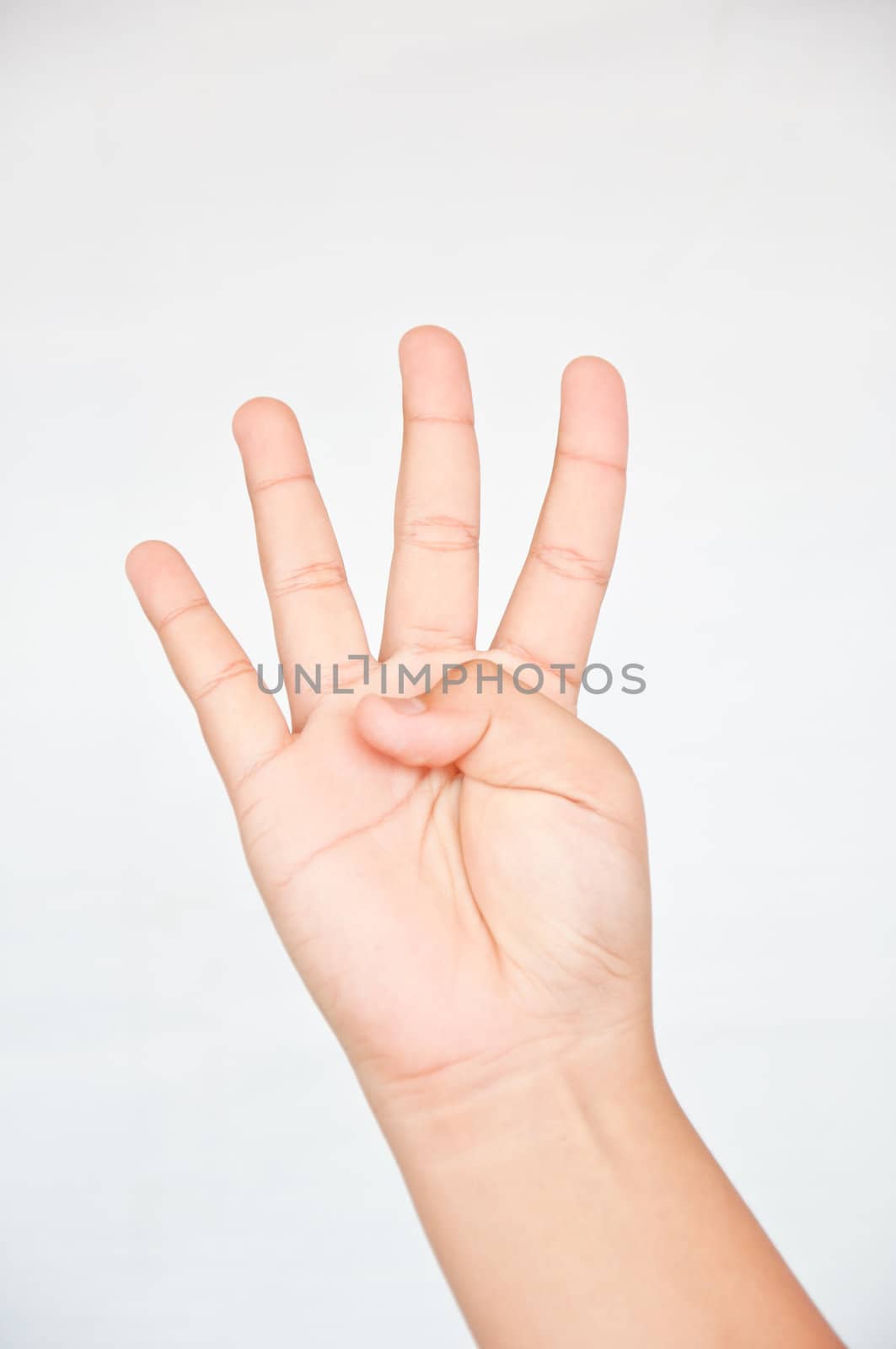 four finger from children hand