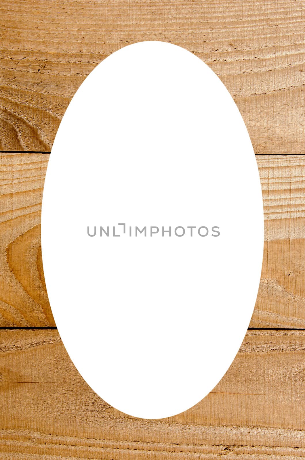 Wooden walls made of boards fragment. Simple architecture detail. Isolated white oval place for text photograph image in center of frame.