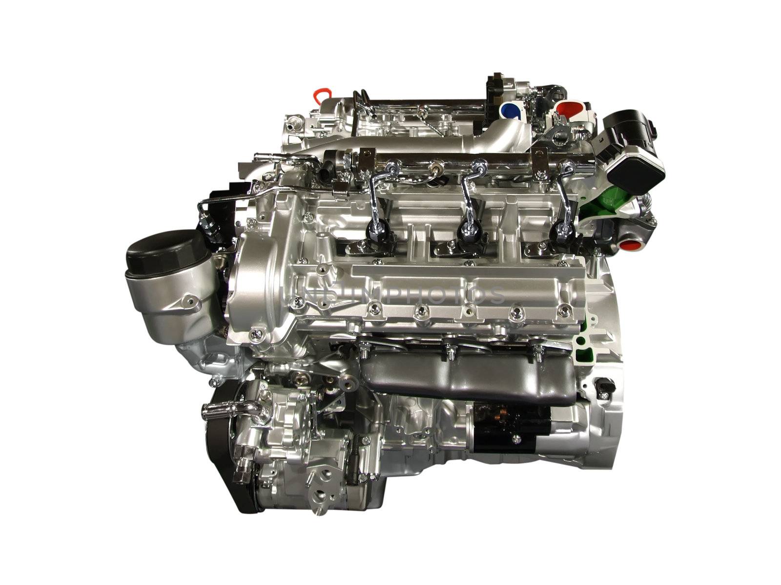 Car chrome engine isolated on white