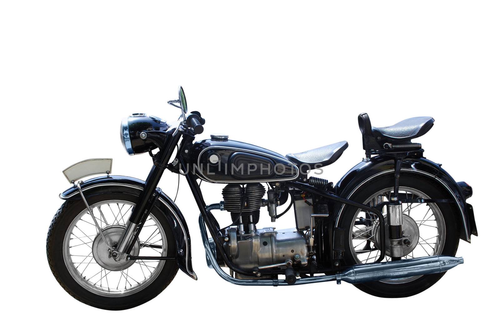 Oldtimer motorcycle isolated on white