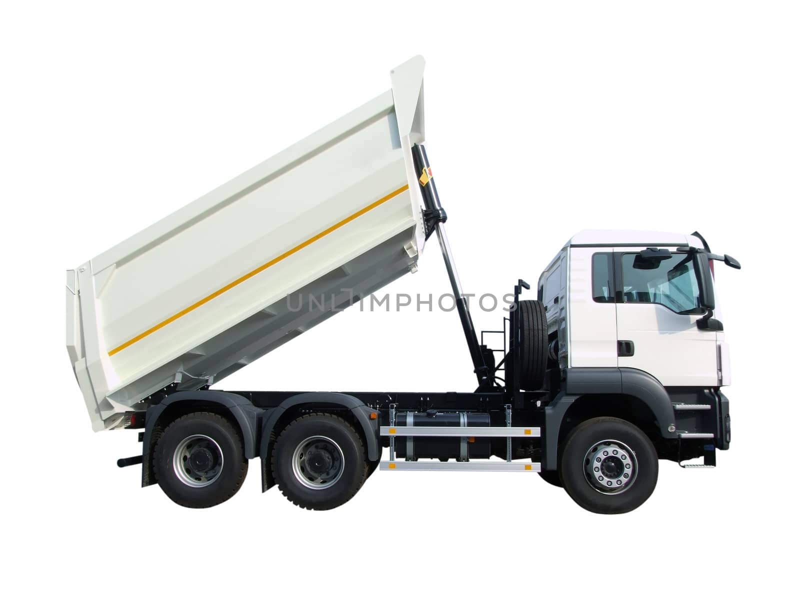 Heavy white truck isolated on white
