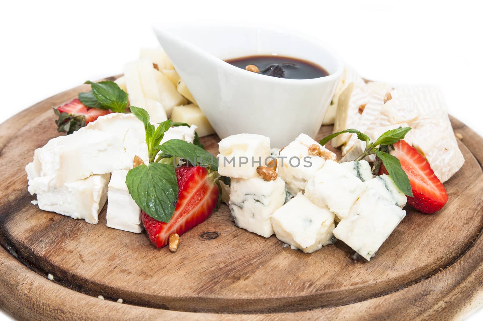 cheese plate with several varieties of cheese