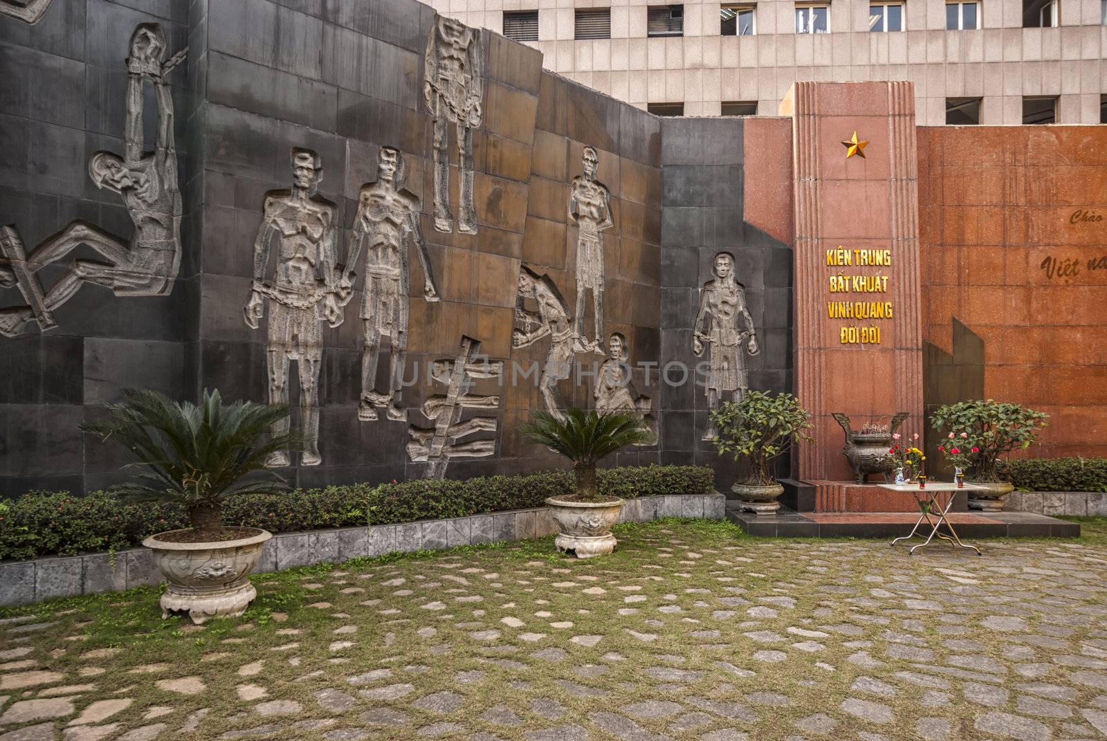 Vietnam Hanoi - March 2012: Memorial coutyard with sculptures by Claudine