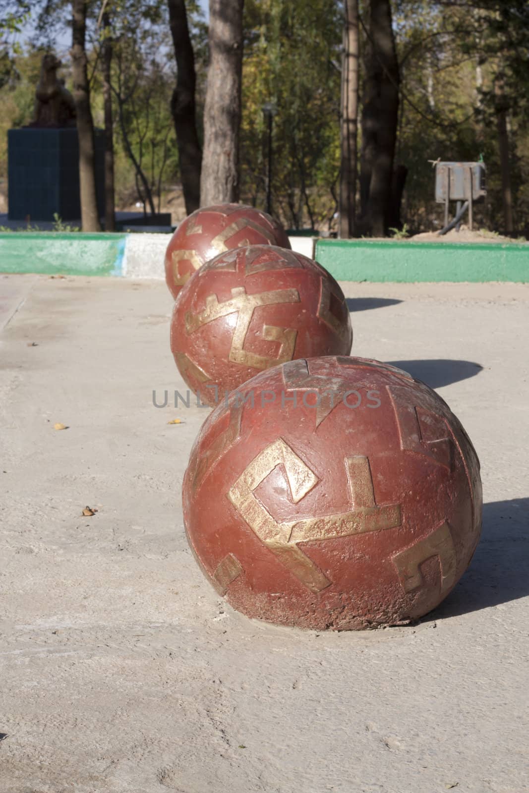 three stones in the arboretum. Shymkent