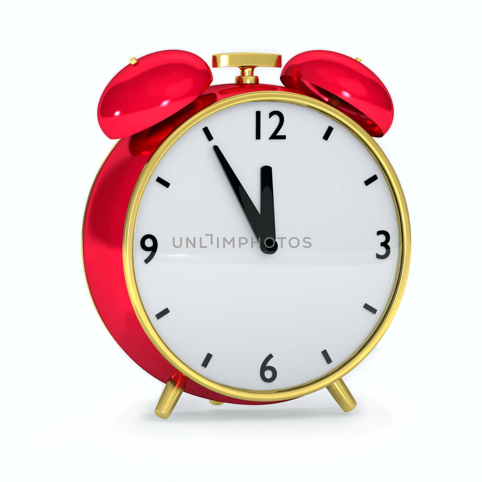 Red alarm clock isolated on white background