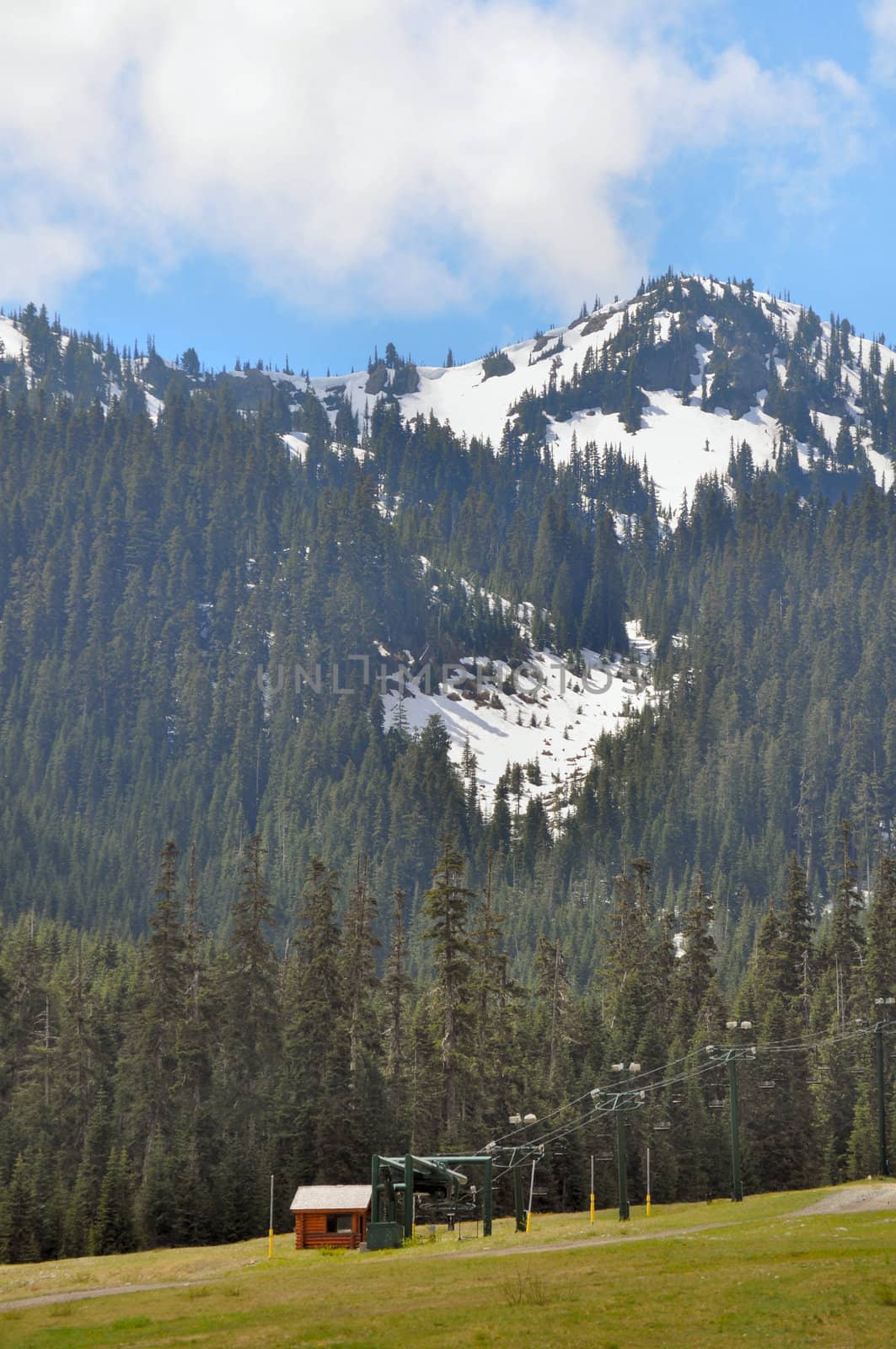 Mount Rainier with ski lift by RefocusPhoto